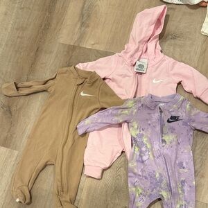 Nike Kids Footies - Pink, Tan, and Purple